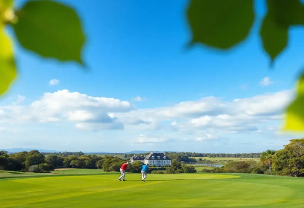 Scenic view of a golf course representing competitive spirit in golf.