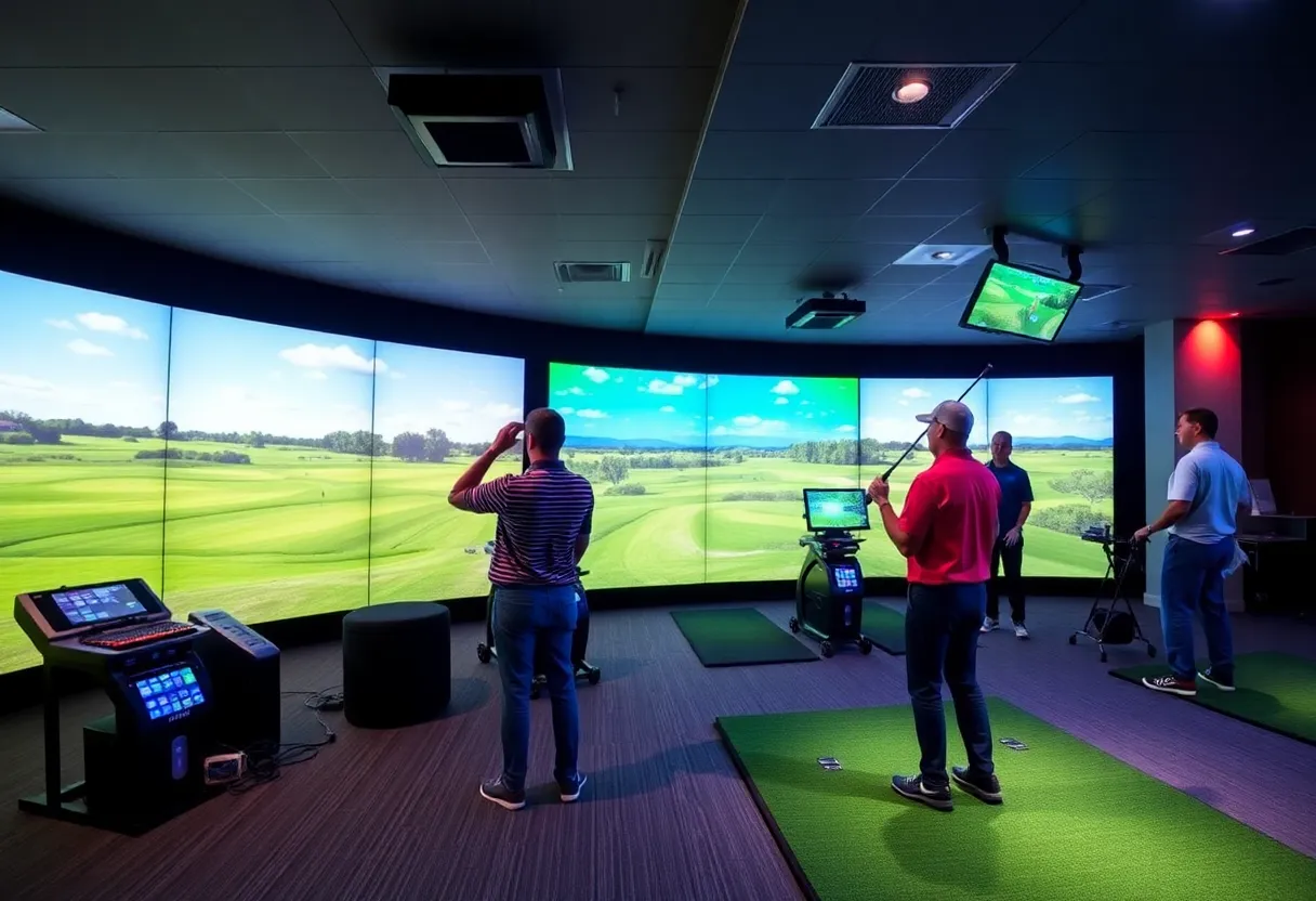High-tech golf simulator lounge at Pebble Beach Resorts