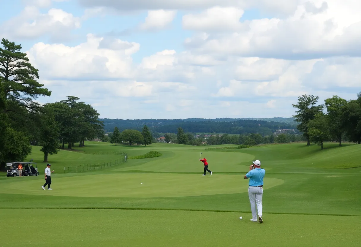 Players competing in a golf tournament