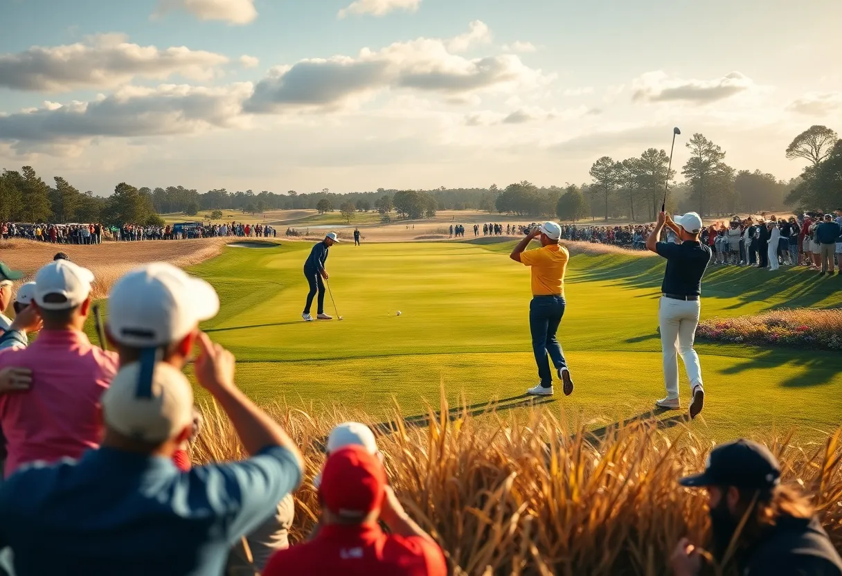 Golfers competing in a professional tournament