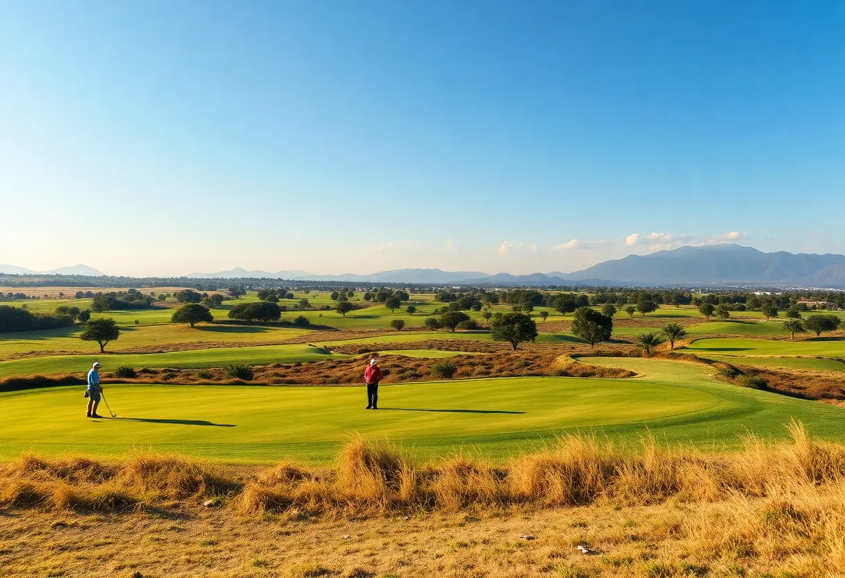 Golfers on a beautiful golf course