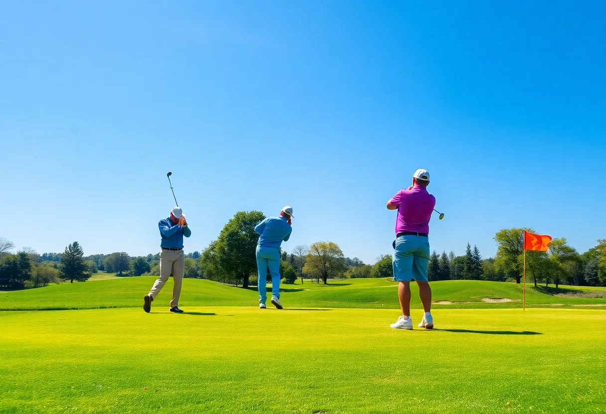 Golfers participating in the 2026 golf season at a sunny golf course