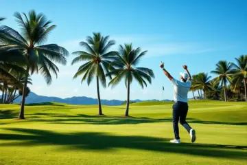 Golfer celebrating victory on the golf course