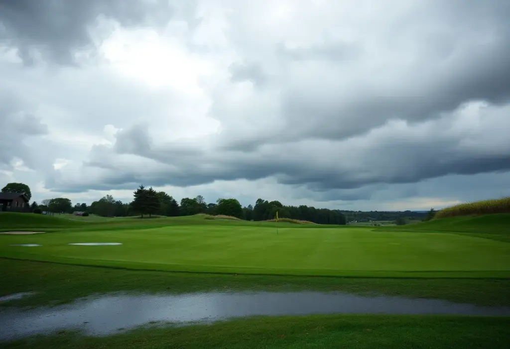 Golf course affected by heavy rain during the Genesis Invitational