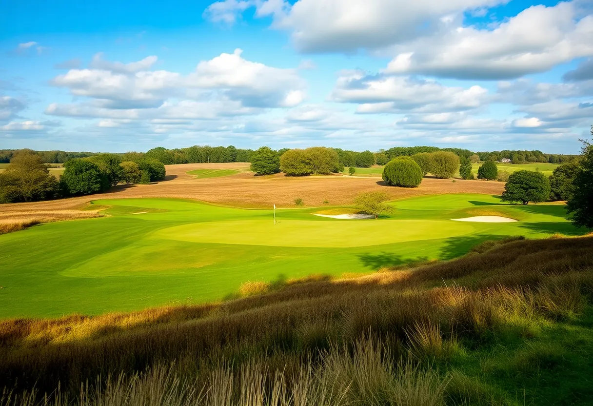 A panoramic view of the Hotchkin Course, capturing its natural beauty and historical charm.