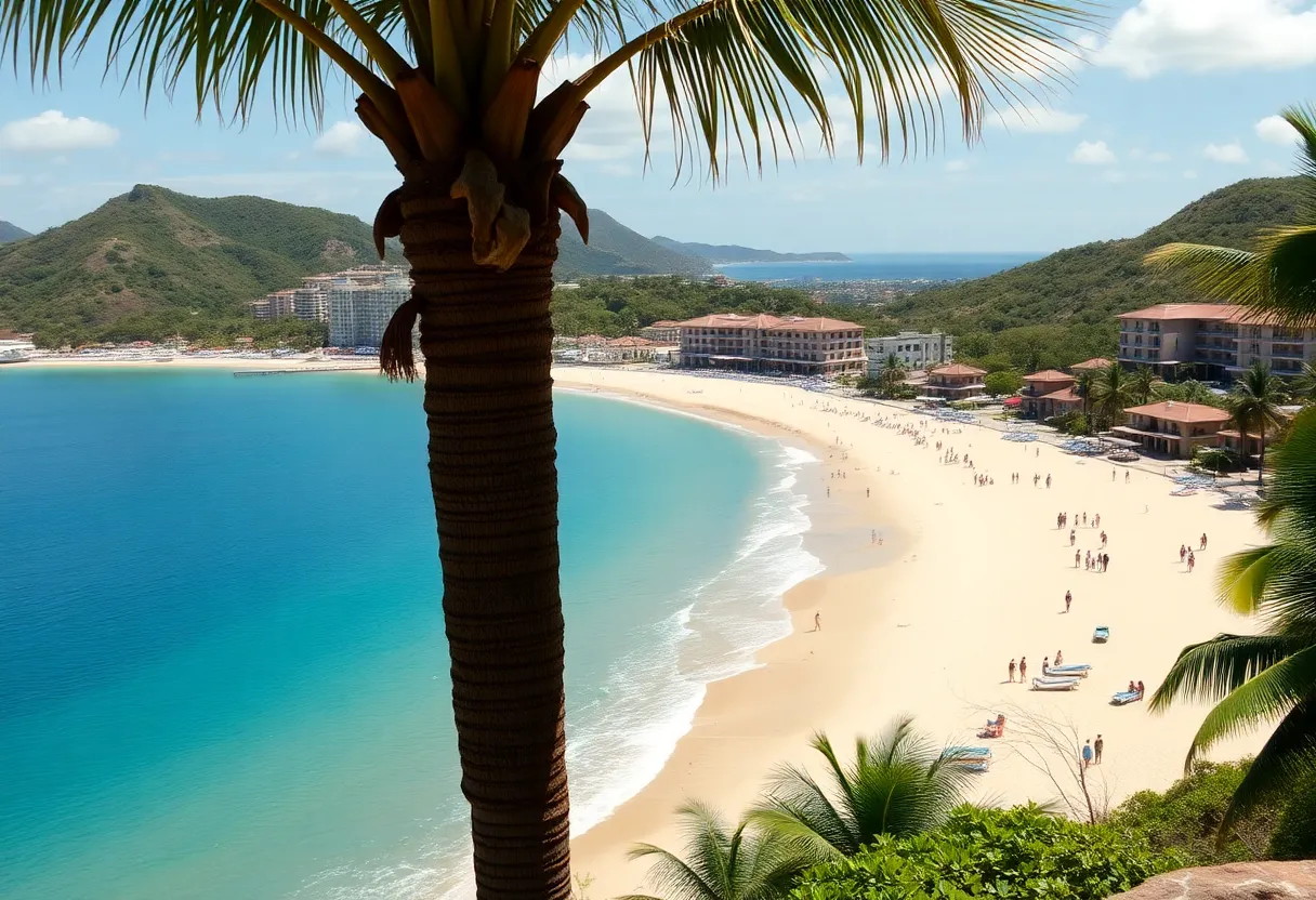 Scenic view of Huatulco's beaches with hints of construction