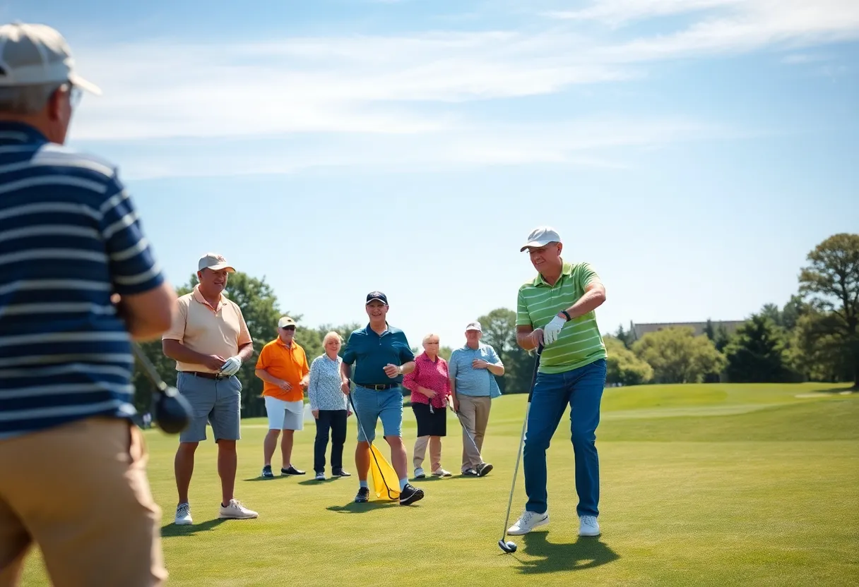 Players enjoying a game of golf on a scenic course