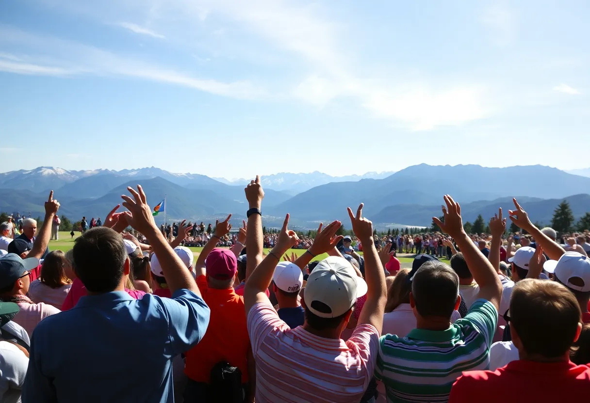 Crowd celebrating at the golf course during the Honda LPGA Thailand.