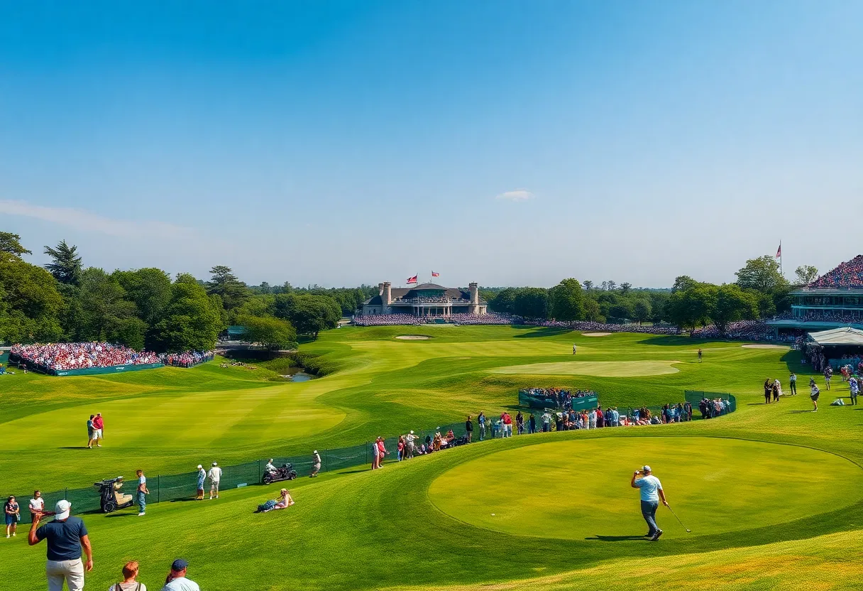 Scenic view of Pebble Beach golf course during a tournament.