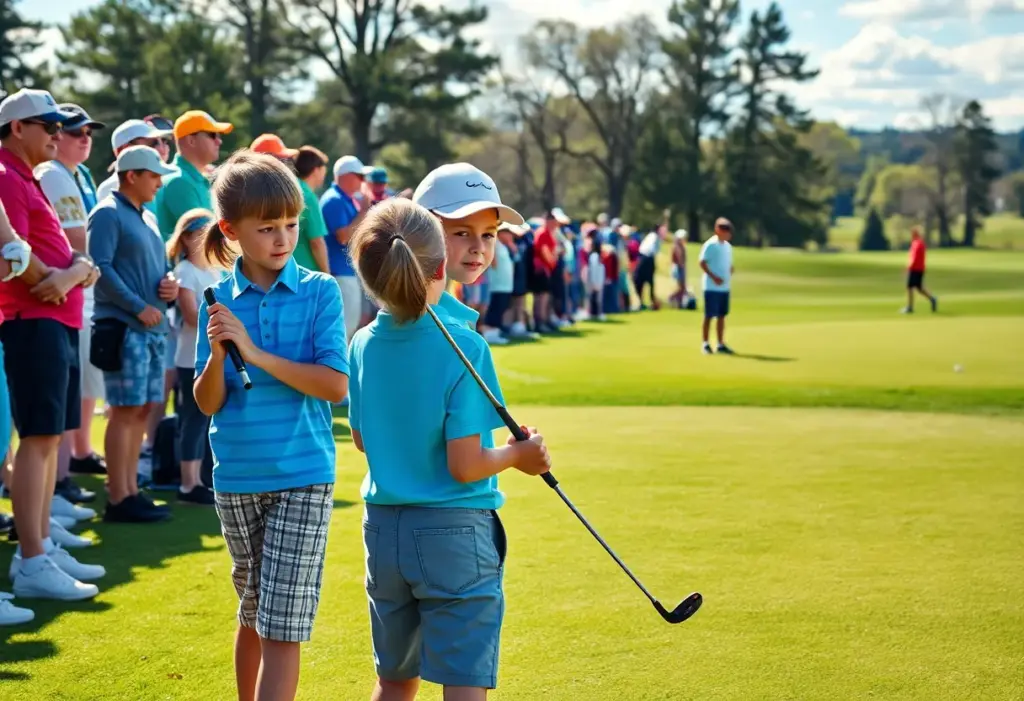 Young golfers competing in a junior championship
