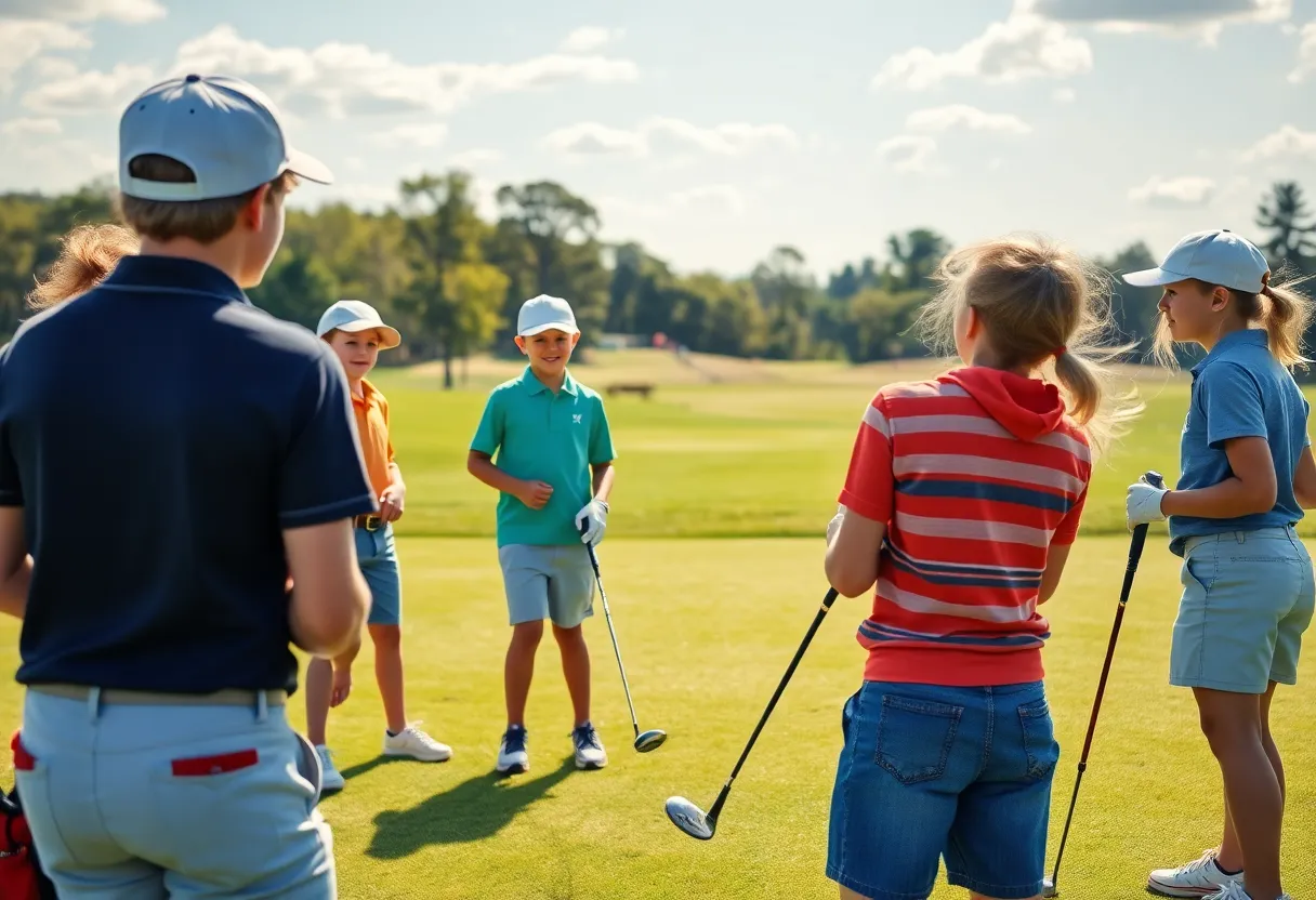 Junior golfers participating in the Golf Sixes League competition