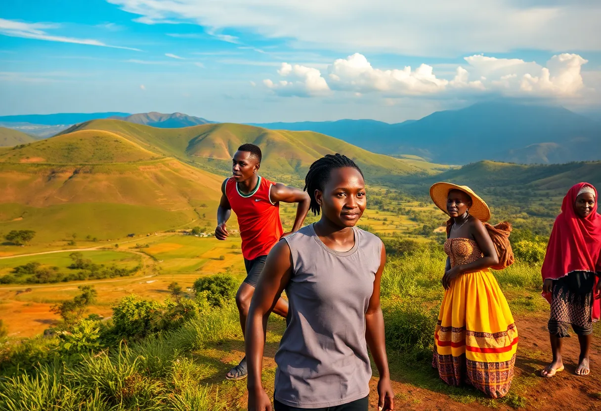 Kenya Airways promoting sports tourism in a scenic landscape