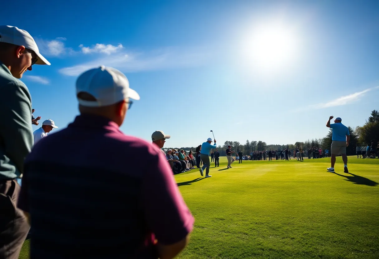 Players competing in a LIV Golf tournament