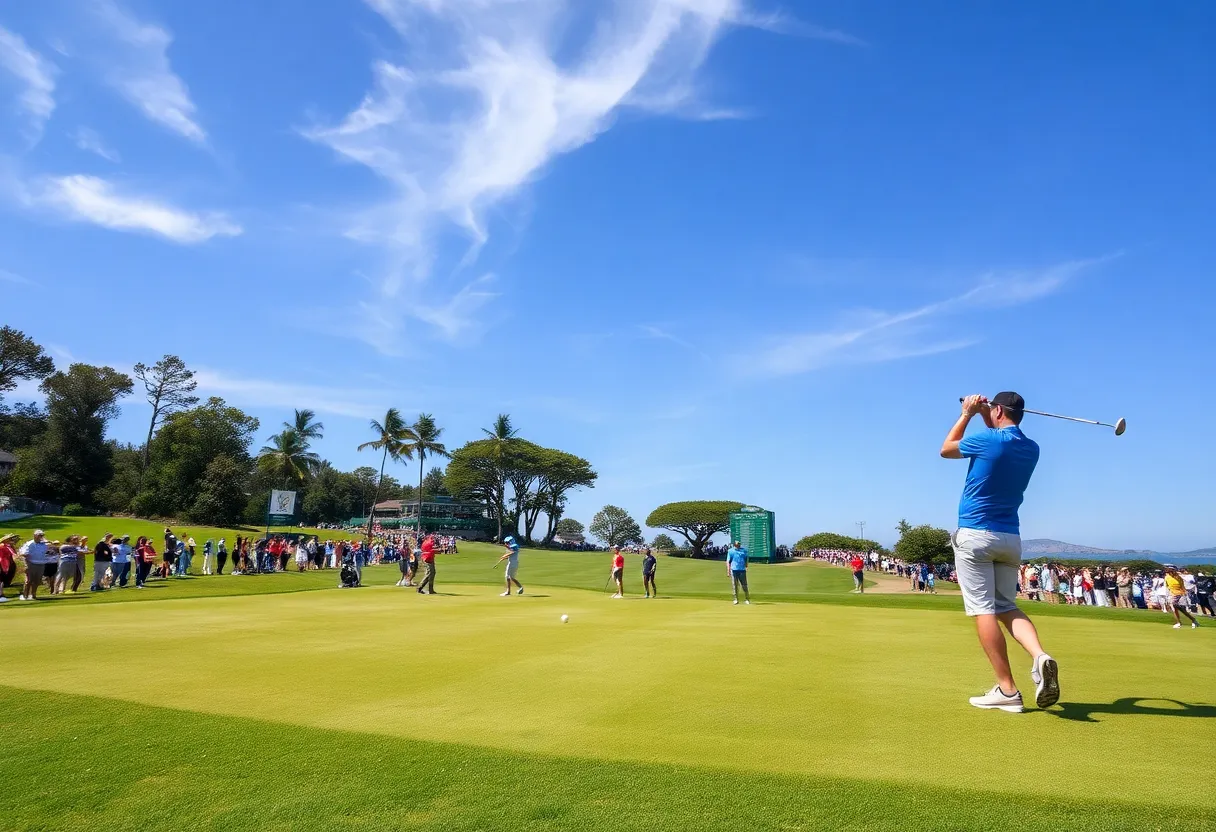 Players competing at a LIV Golf tournament