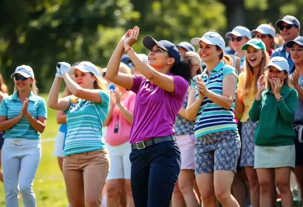 Diverse female golfers competing in a tournament