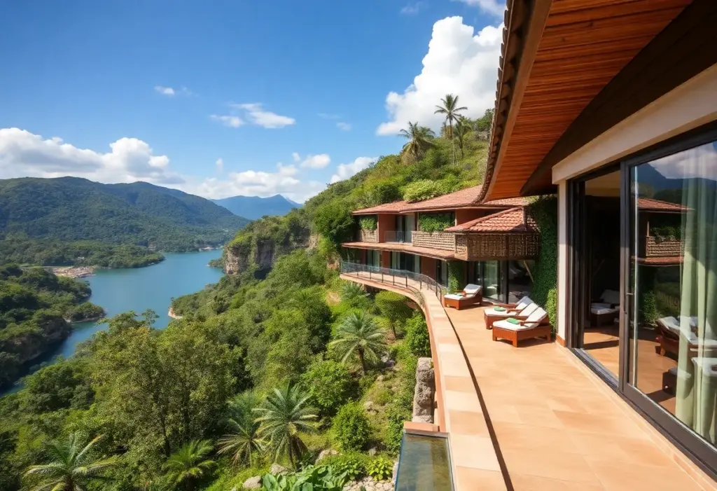 Luxury hotel in Latin America with lush greenery