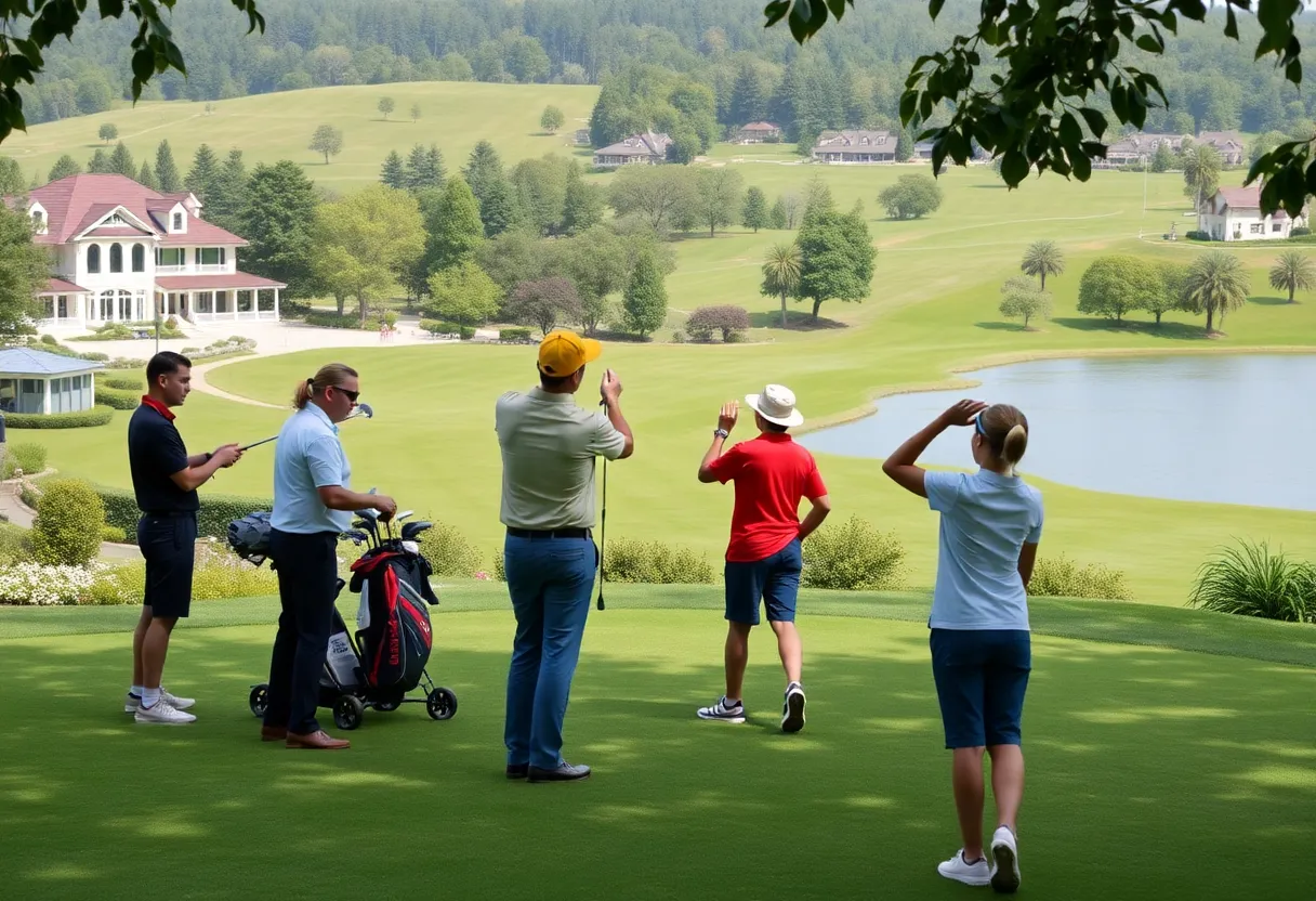 Golfers receiving lessons at the Major Champion Golf School