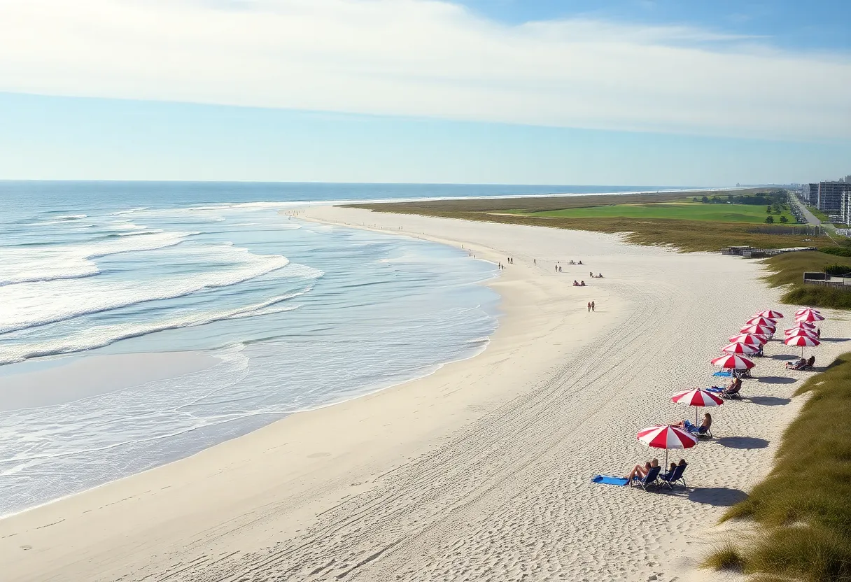 Scenic view of Myrtle Beach with sandy shores and ocean waves