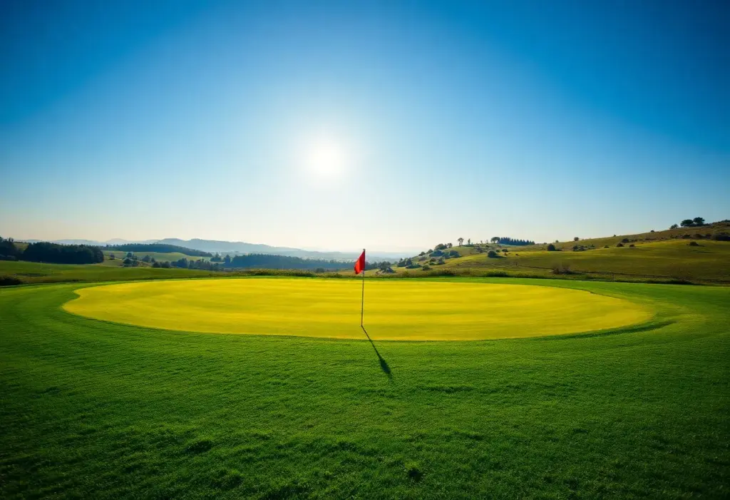 Scenic view of Nebraska Dunes Golf Course showing lush fairways and vibrant greens.
