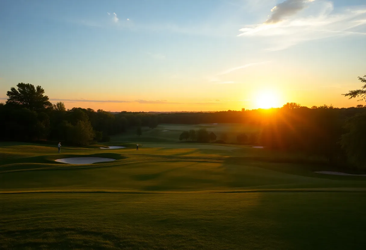Beautiful Nebraska golf course during sunset