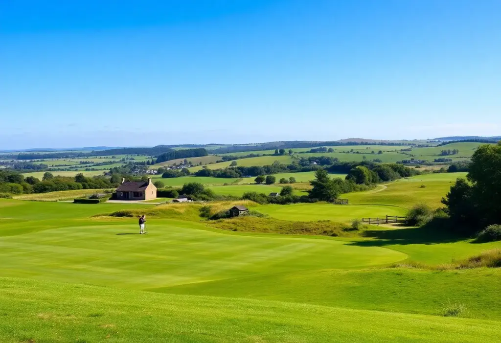 Golfers playing on a North East England golf course