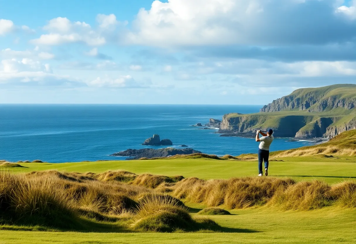 Golf course in Northumberland with coastal views