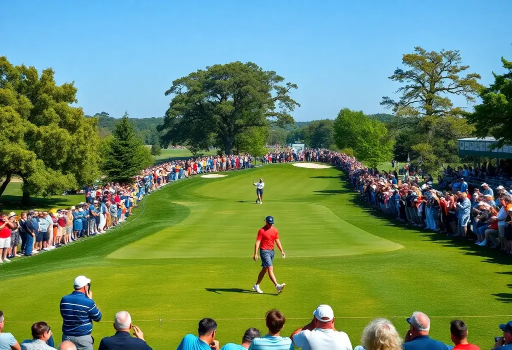 Patrick Reed celebrating his victory at the Qatar Masters golf tournament.