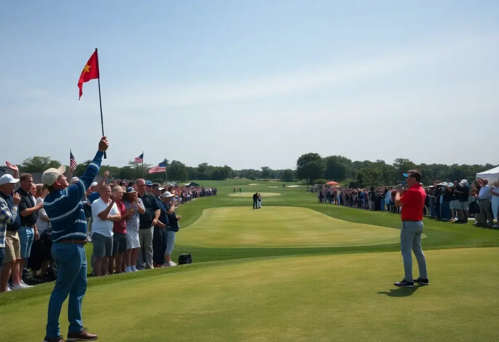 Golf course celebration for Patrick Reed's championship win