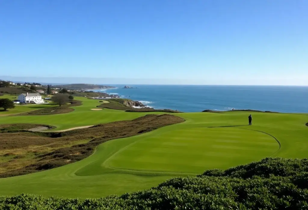 Stunning view of Pebble Beach Golf Course along the California coastline