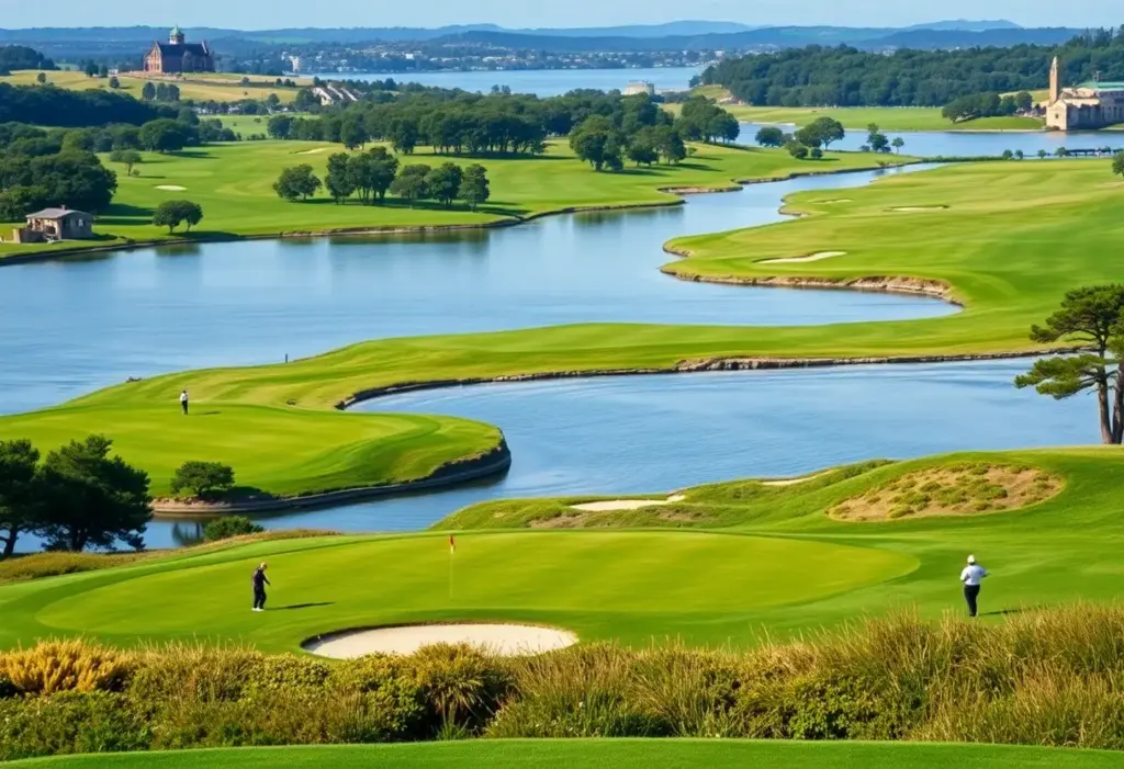 Golf course view at Pebble Beach during a tournament
