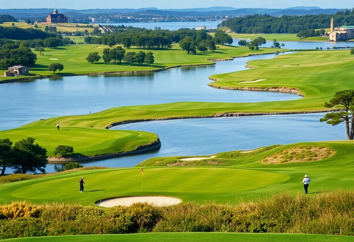Golf course view at Pebble Beach during a tournament
