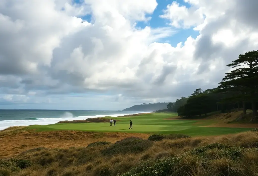 View of Pebble Beach Golf Course during a tournament