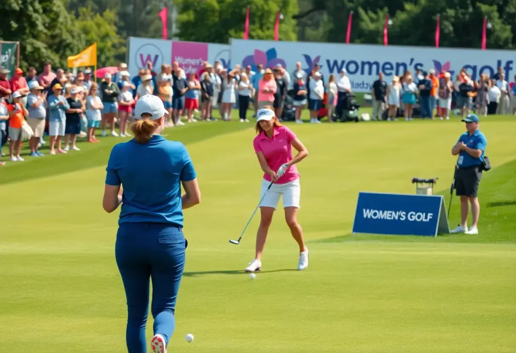 Female golfers participating in the PIF Saudi Ladies International golf tournament