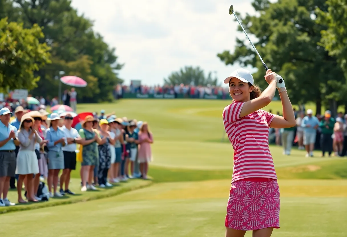 Golf tournament with players and spectators at the PIF Saudi Ladies International