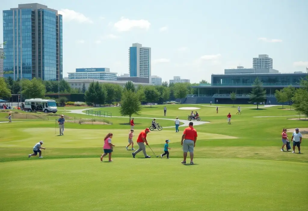 Community members enjoying a public golf course