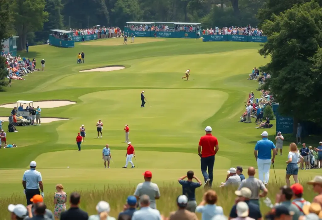 Golf players competing at the Qatar Masters tournament.