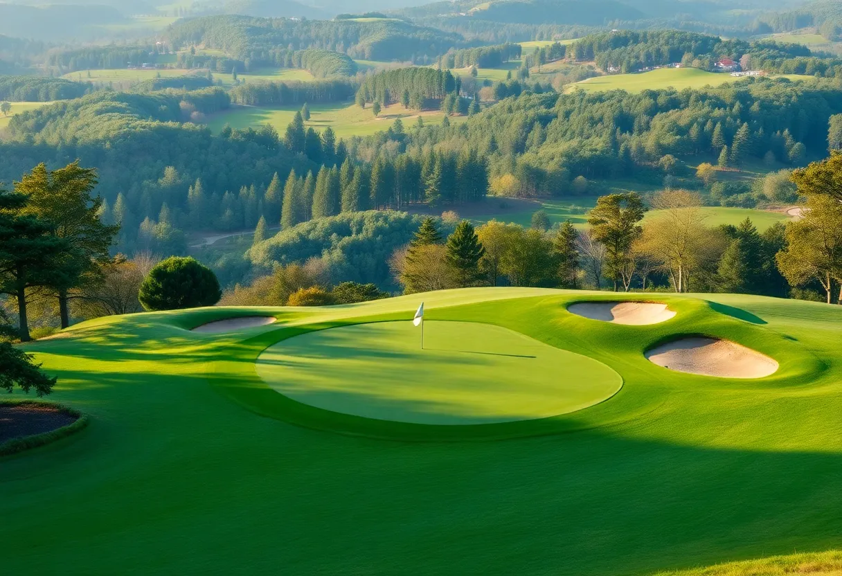 View of the fourth hole at Riviera Country Club, featuring its challenging design.