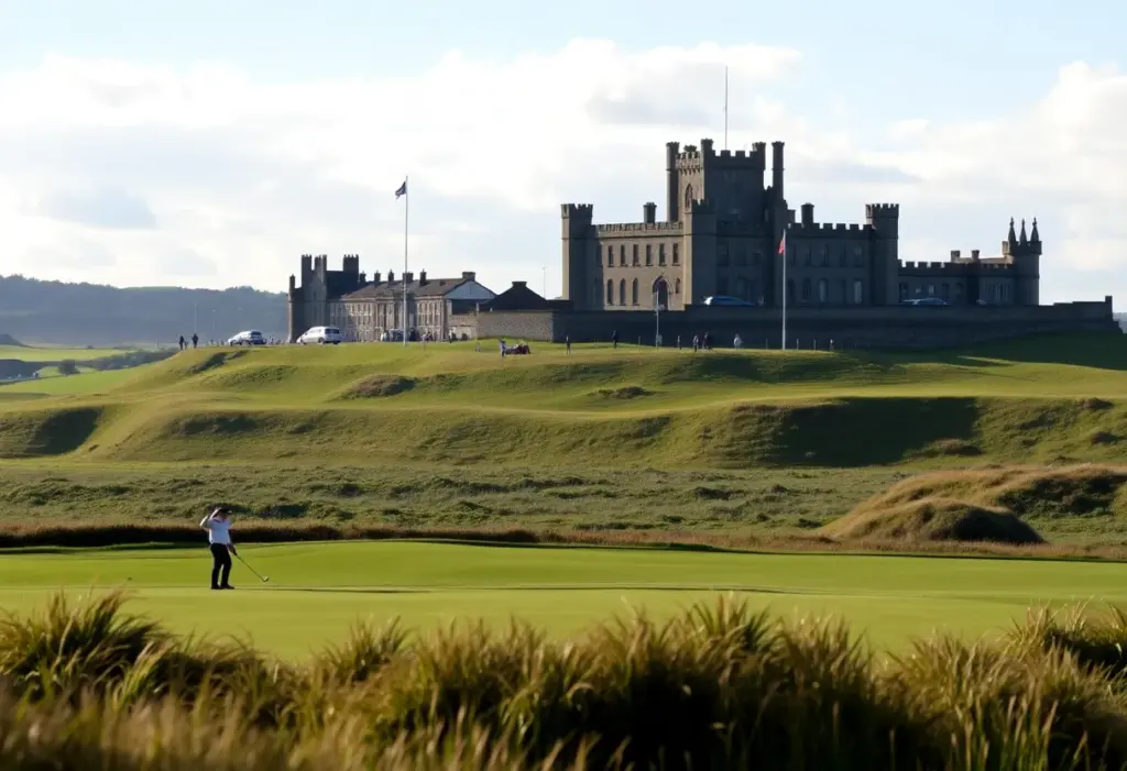 Golfers playing on the Old Course at St. Andrews
