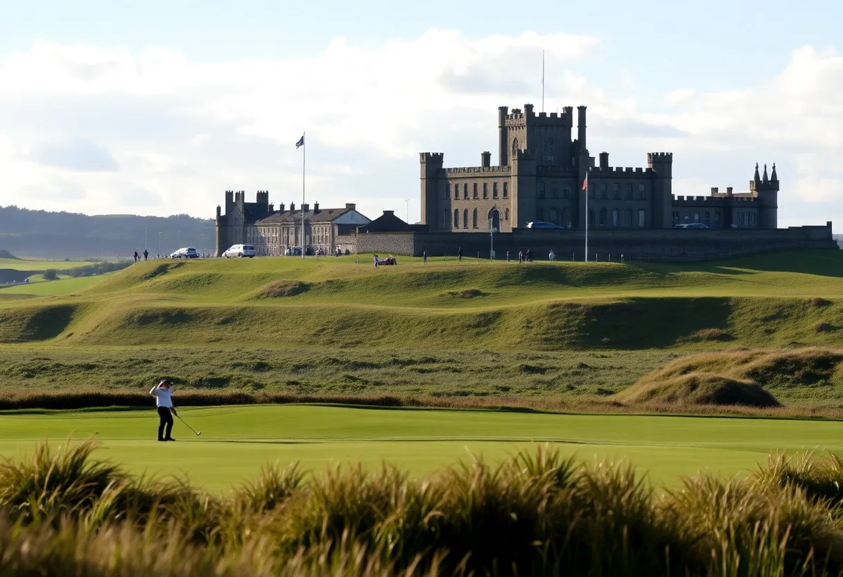 Golfers playing on the Old Course at St. Andrews