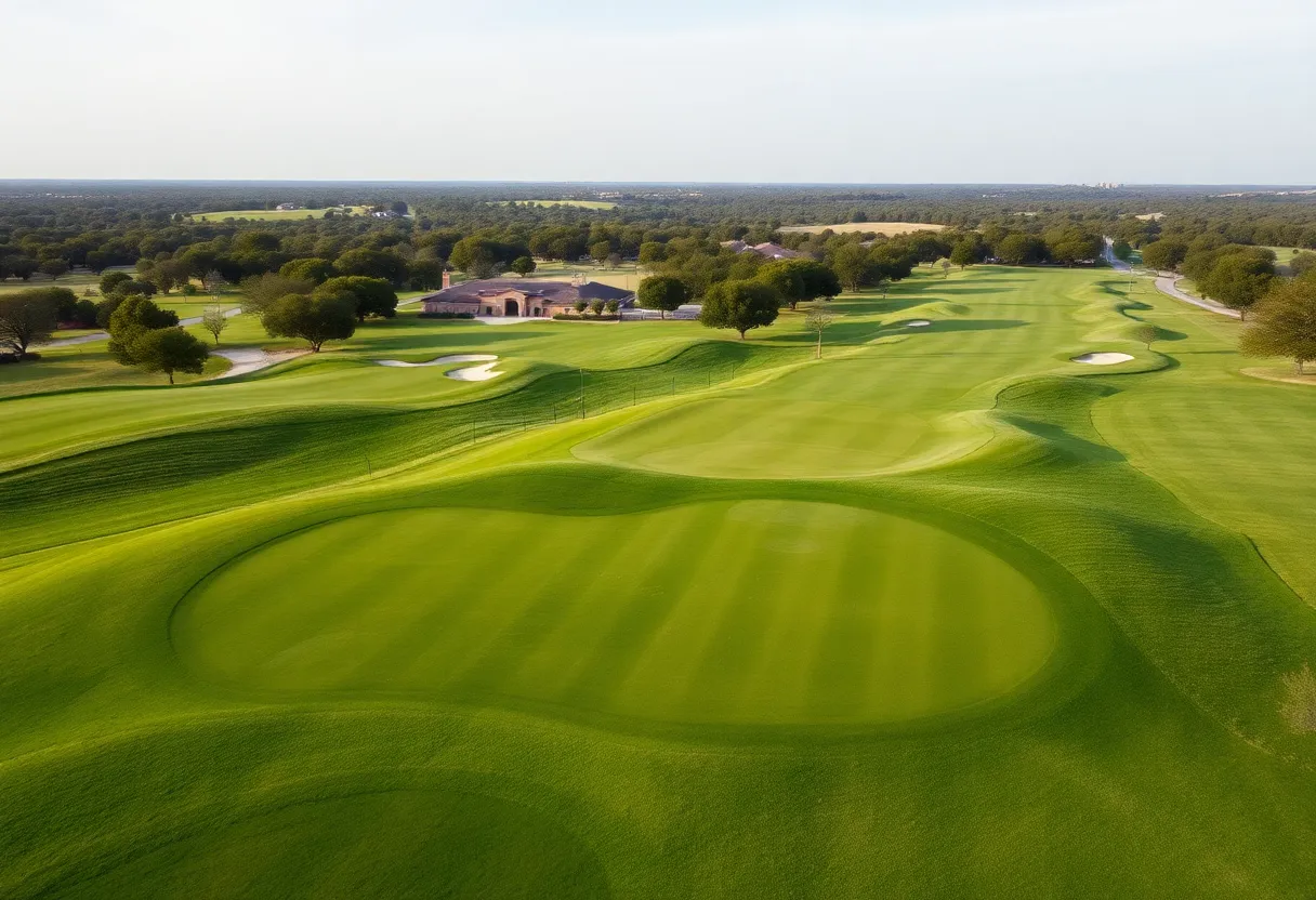 Scenic public golf course in Texas with rolling hills