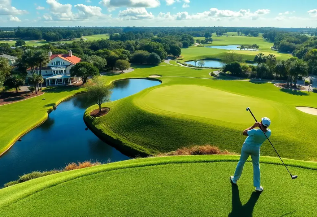 TPC Sawgrass golfer on the course with greenery