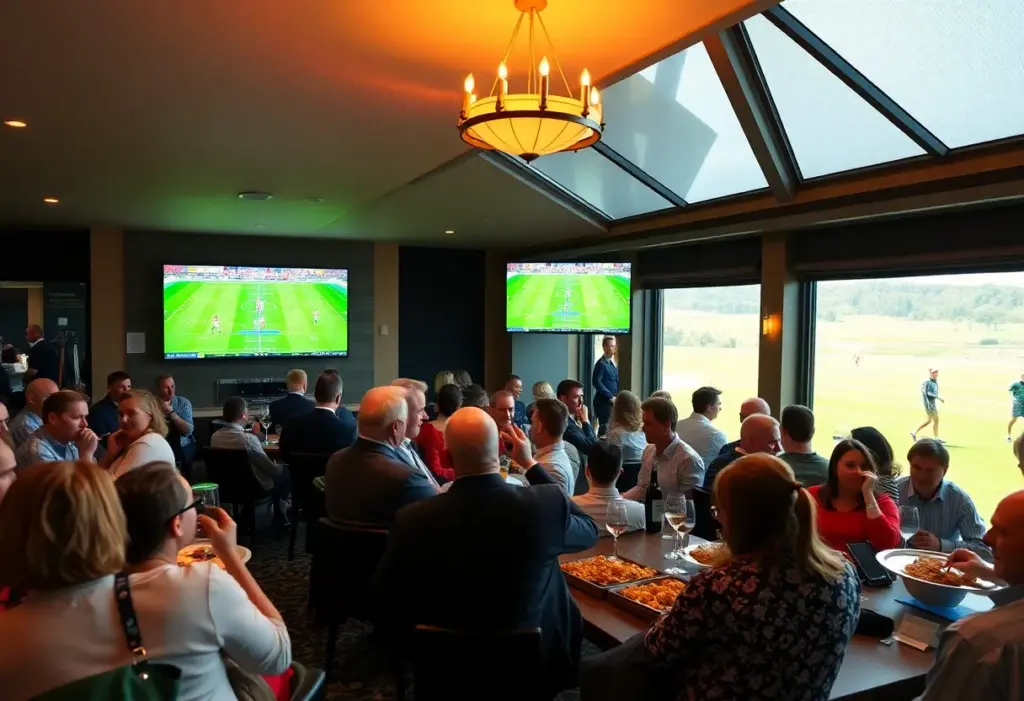 Super Bowl watch party at a golf club