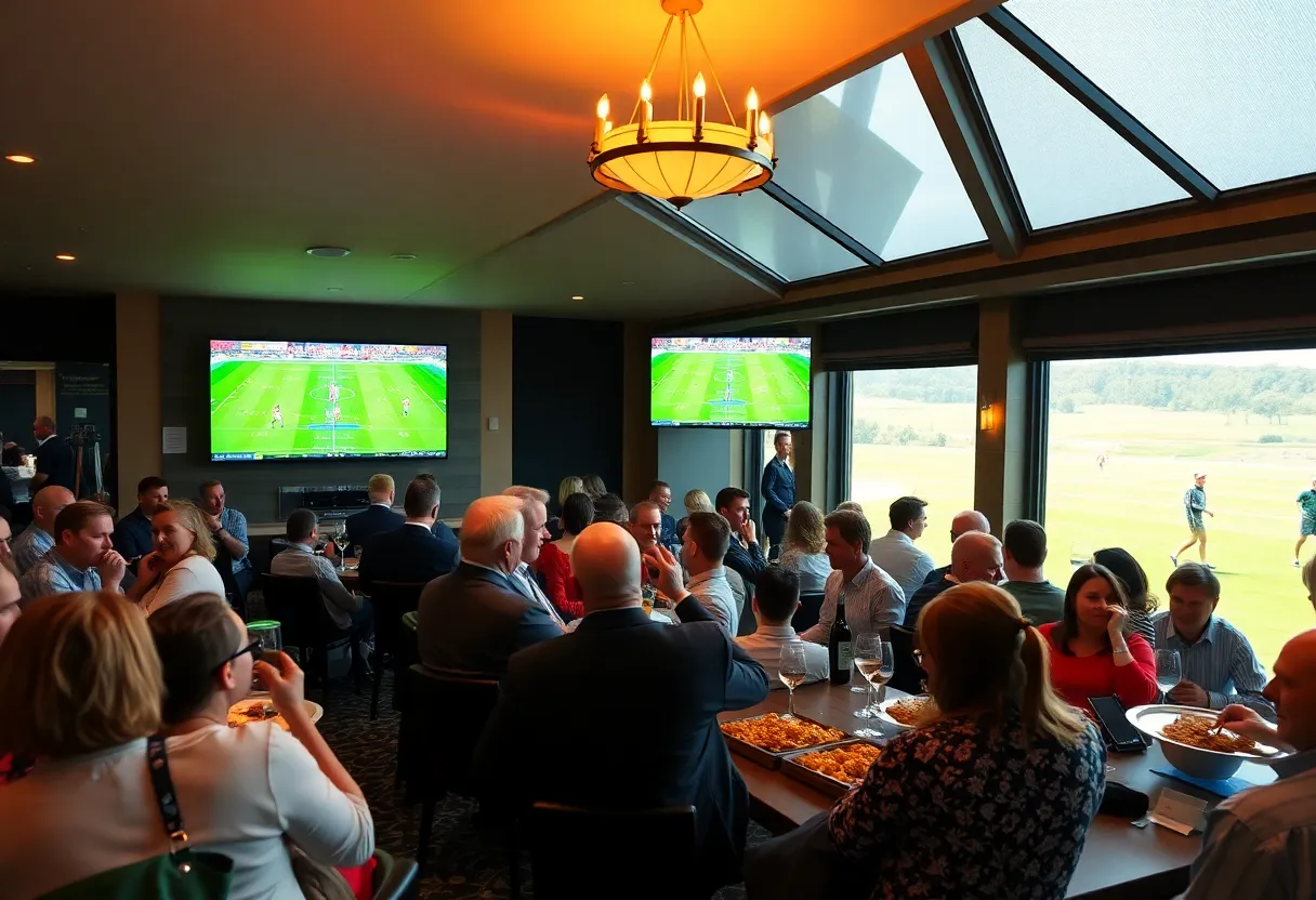 Super Bowl watch party at a golf club