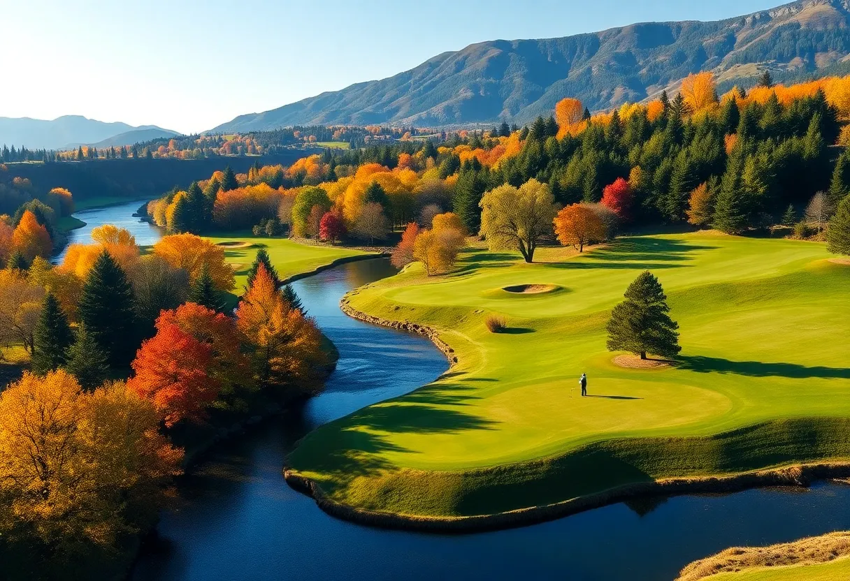 A beautiful golf course in Wellington with stunning autumn foliage.