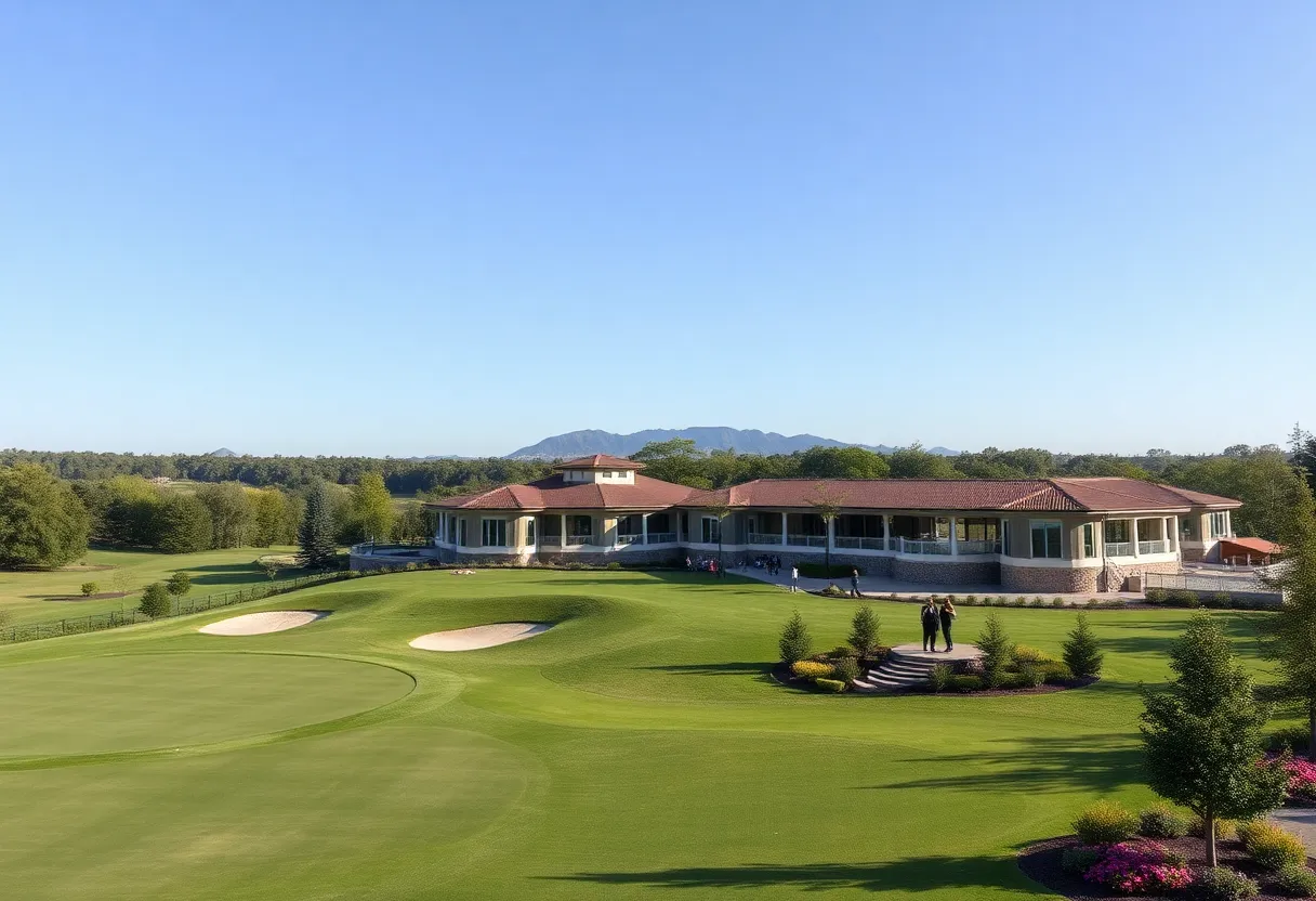 Aerial view of Westbrook Country Club featuring golf course and clubhouse.