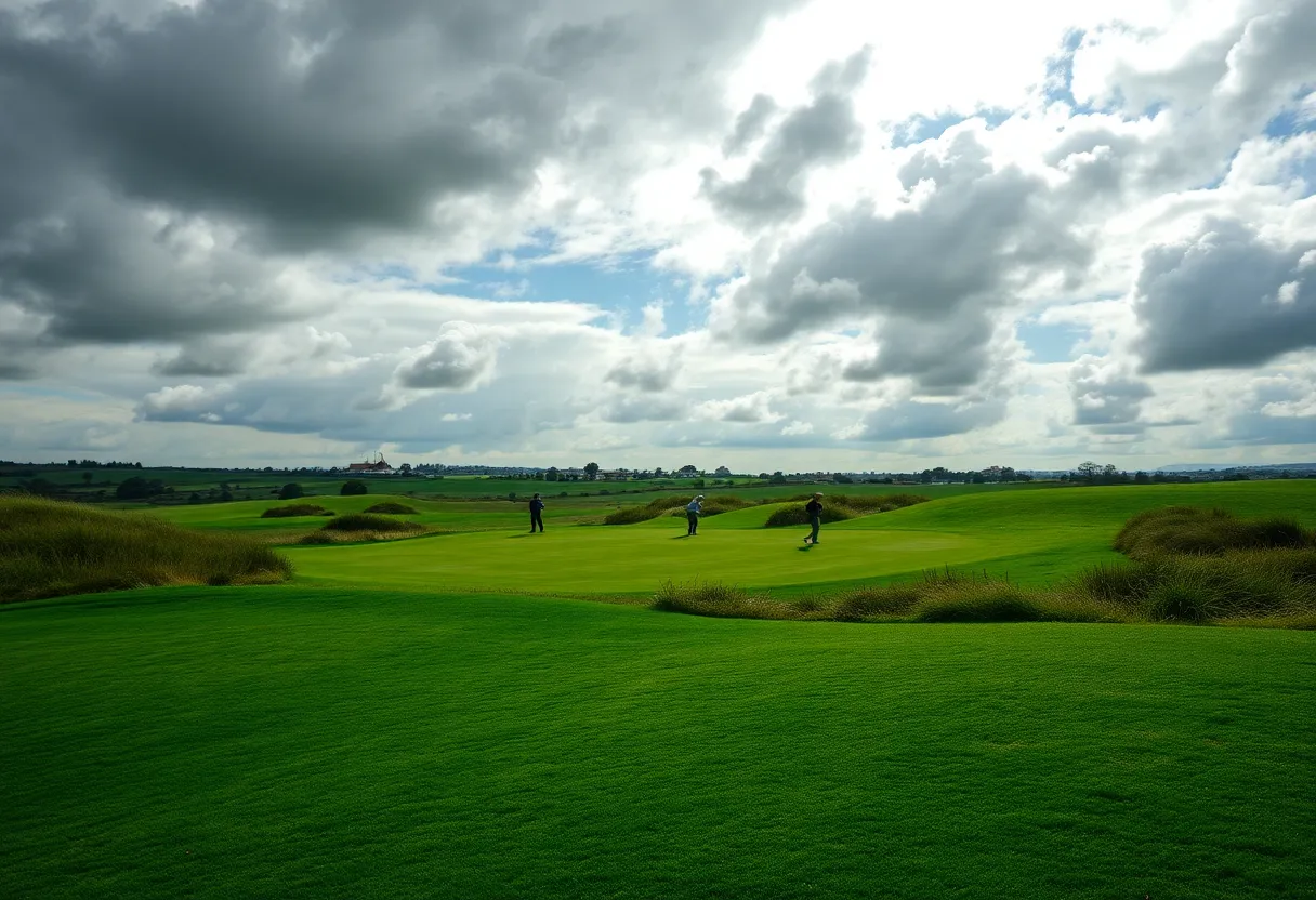 Golfers at the AIG Women's British Open facing strong winds