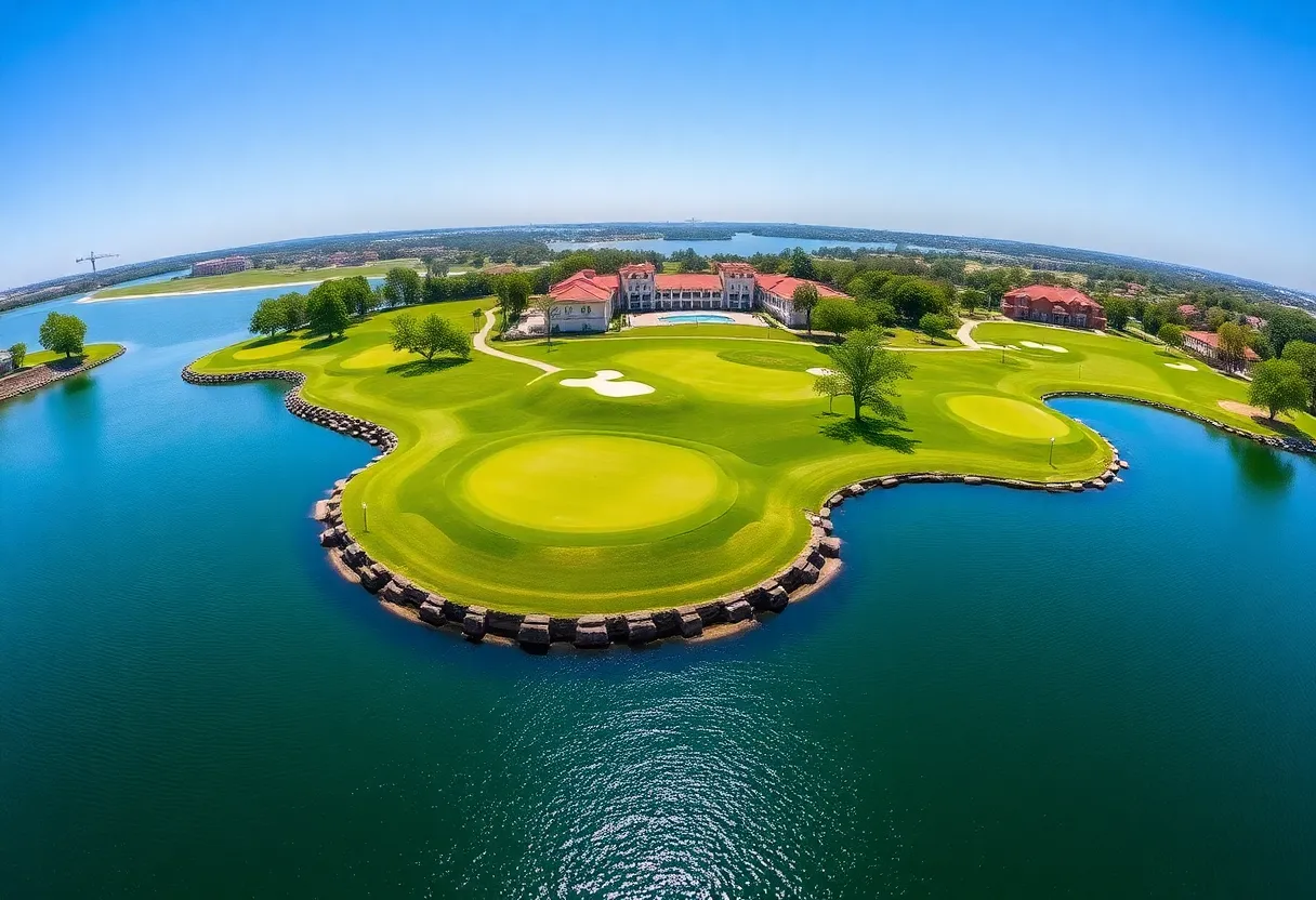 Island Green at TPC Sawgrass with lush greenery and water hazards