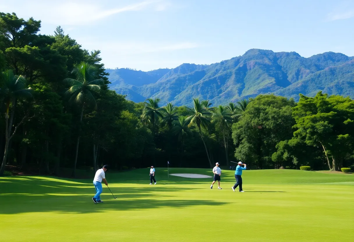 Players competing at the Blue Bay LPGA tournament on Hainan Island.