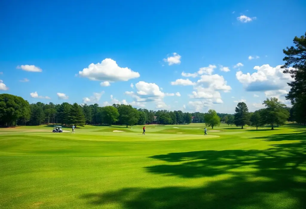 Golfers playing on a beautiful Alabama course