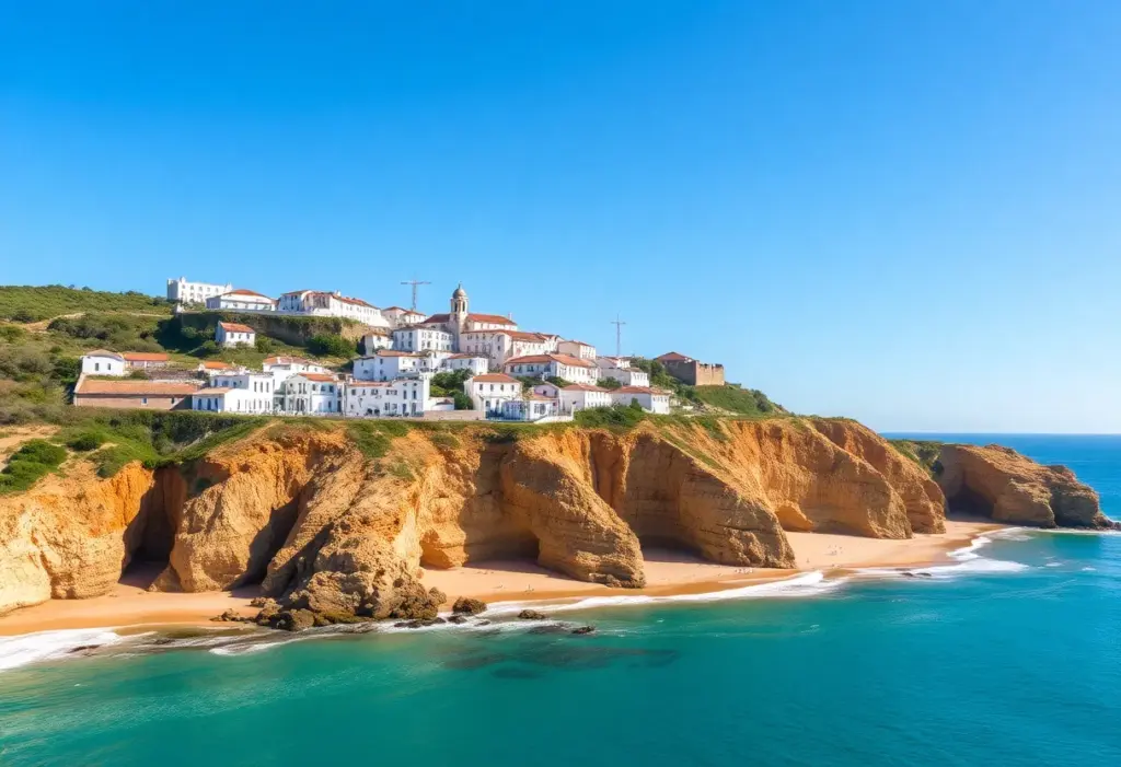 A beautiful Algarve beach with turquoise water and cliffs